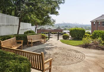 Tree-lined outdoor bbq and picnic area
